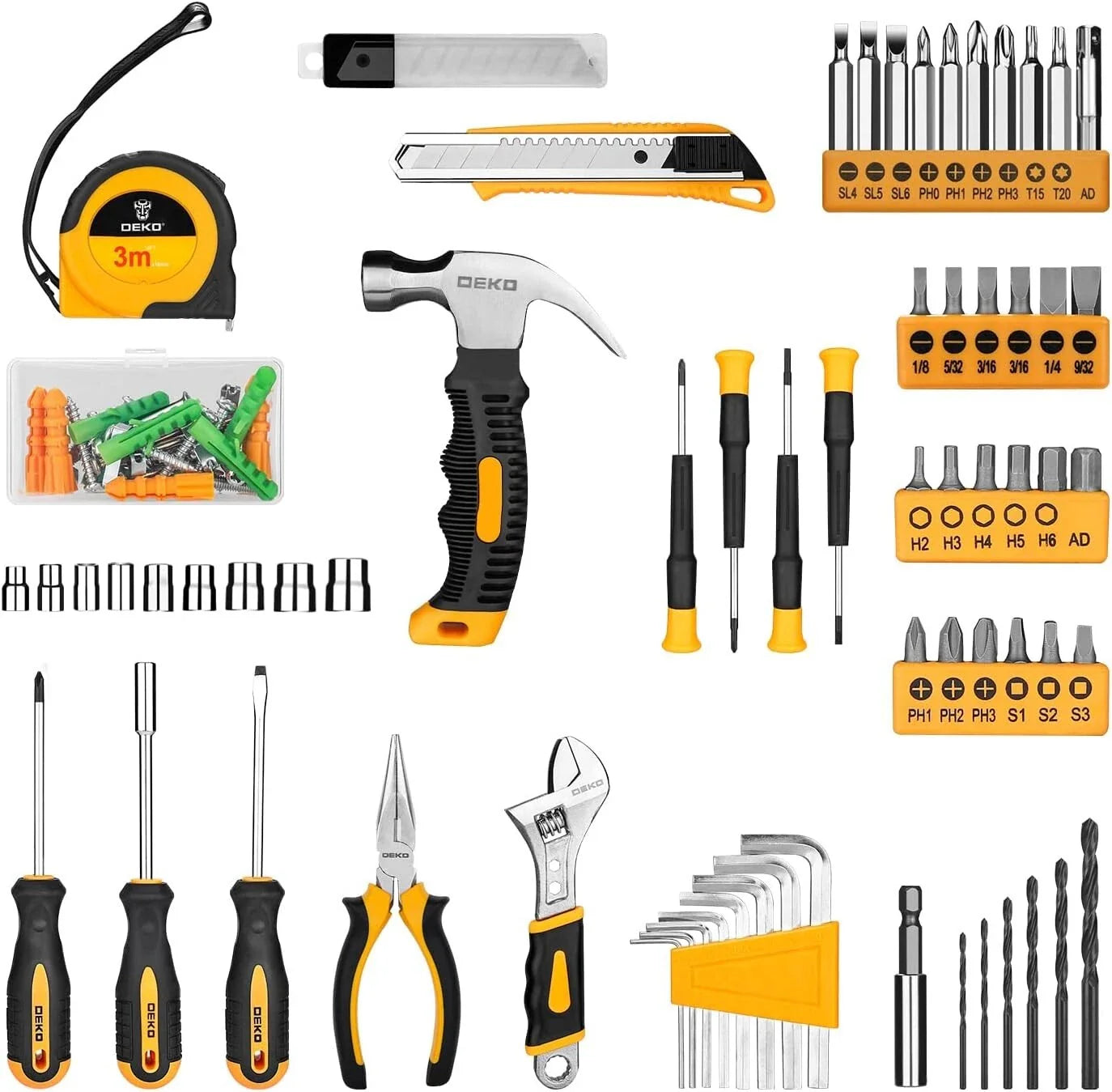 Kit DEKOPRO Caixa de Ferramentas 126 Peças com Furadeira Sem Fio 20V
